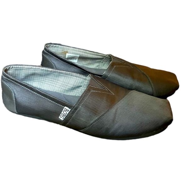 BOBS Skechers Grey Shiny Fabric 33655 Memory Foam Women 10M Slip on Comfort! - Picture 1 of 16
